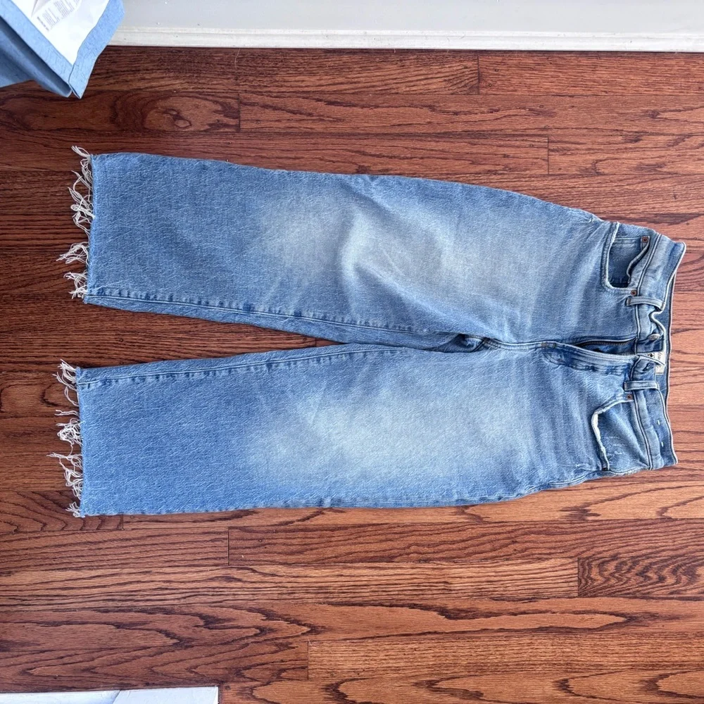 Madewell the perfect vintage wide leg cropped jeans 27P pants frayed hem - Picture 2 of 6